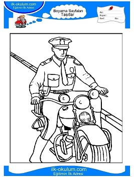 Çocuklar İçin Polis-Arabası Boyama Sayfaları 